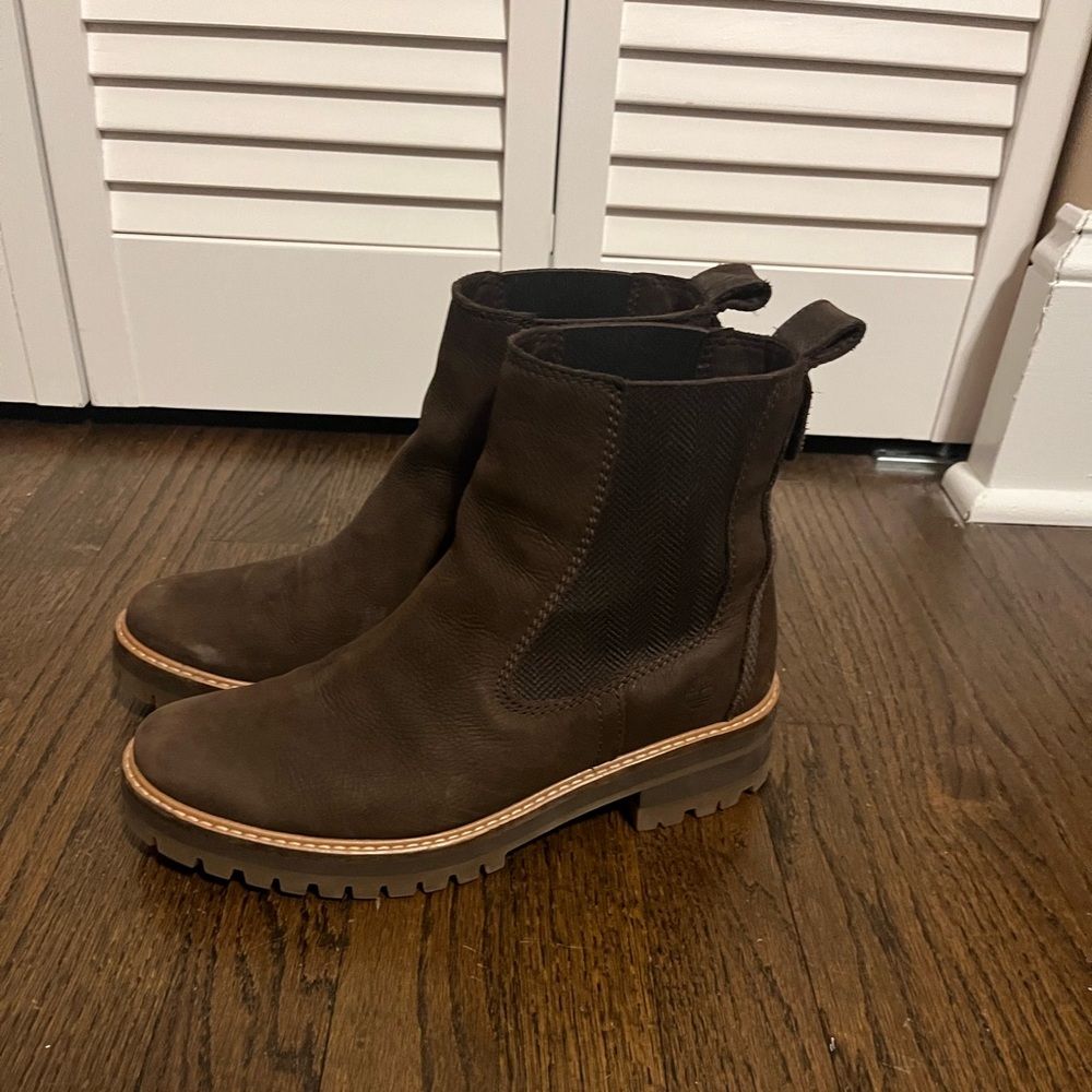 Dark brown Timberland boots